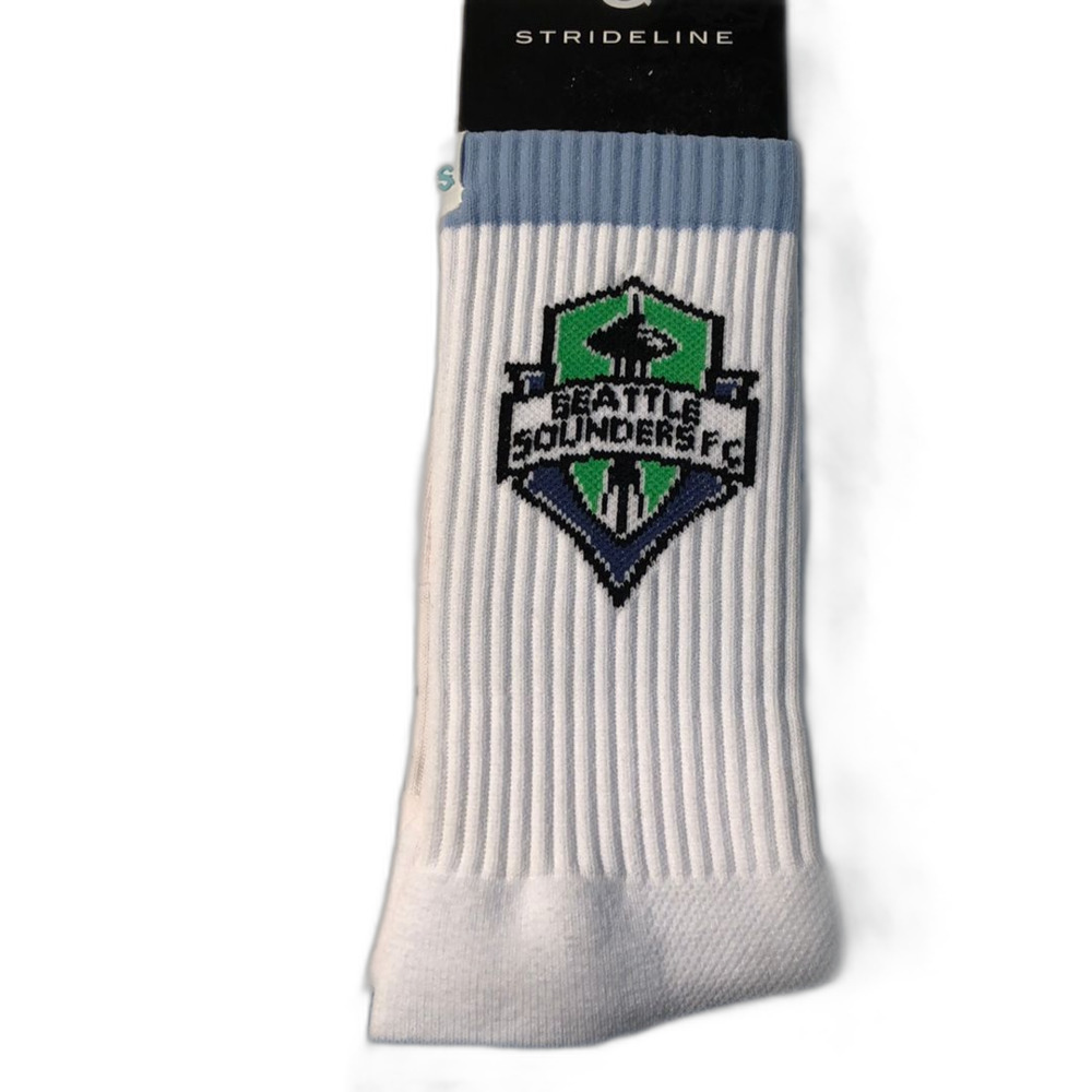 Strideline Full Knit Men's MLS Crew Socks Seattle Sounders Blue/White